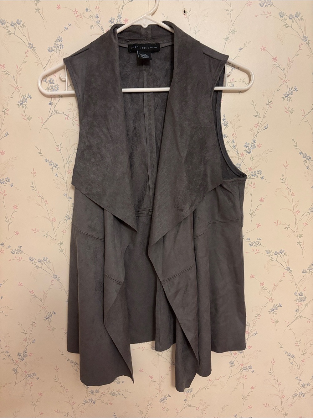 Suede Draped Open-Front Vest